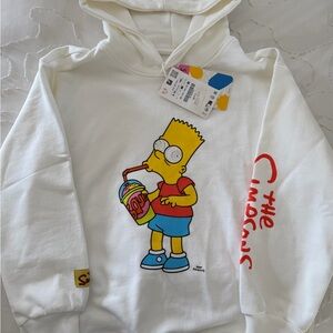 ZARA The Simpsons White Hoodie with Bart Simpson Graphic